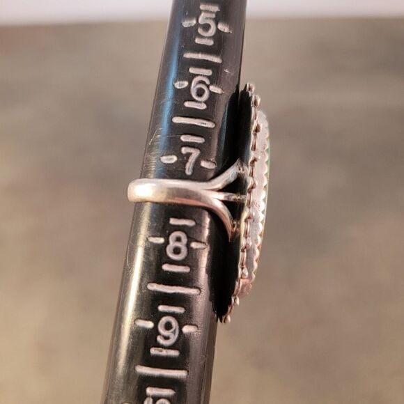 Vintage Navajo Beaded Large Oval Royston Turquoise Statement Ring - Picture 11 of 13